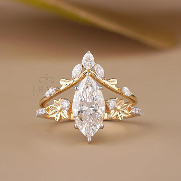 Marquise Diamond Ring with Nature V Band