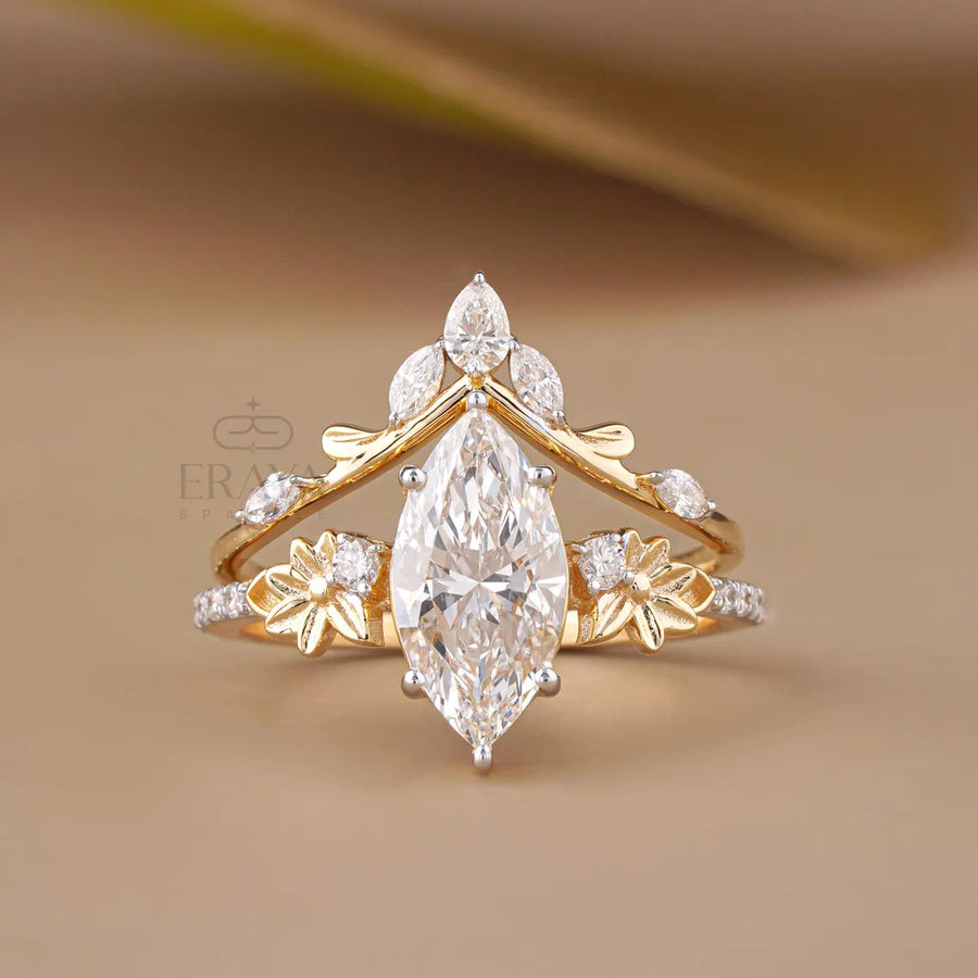 Marquise Diamond Ring with Nature V Band