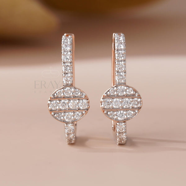 Gold Diamond Hoop Earrings | Round Disc Luxury