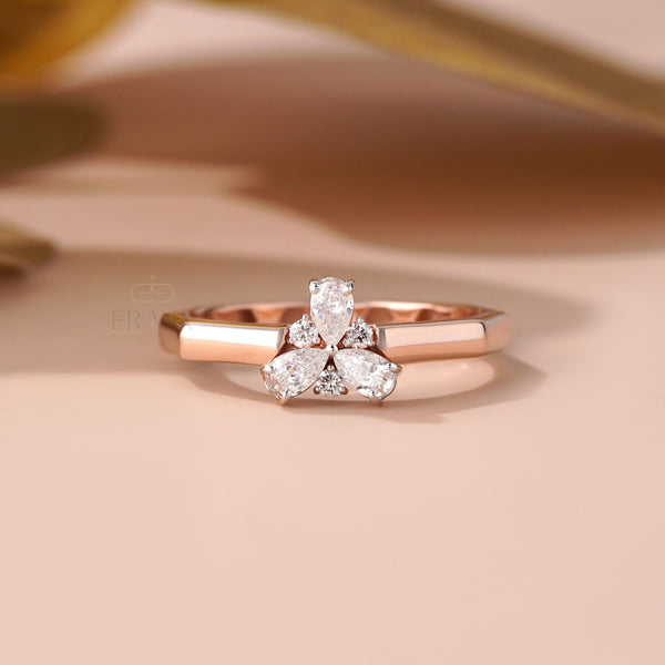 Pear Cut Engagement Ring with Floral Cluster