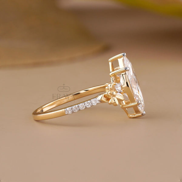 Marquise Engagement Ring with Leaf Diamond