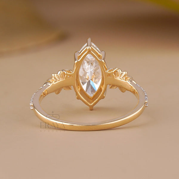 Marquise Engagement Ring with Leaf Diamond