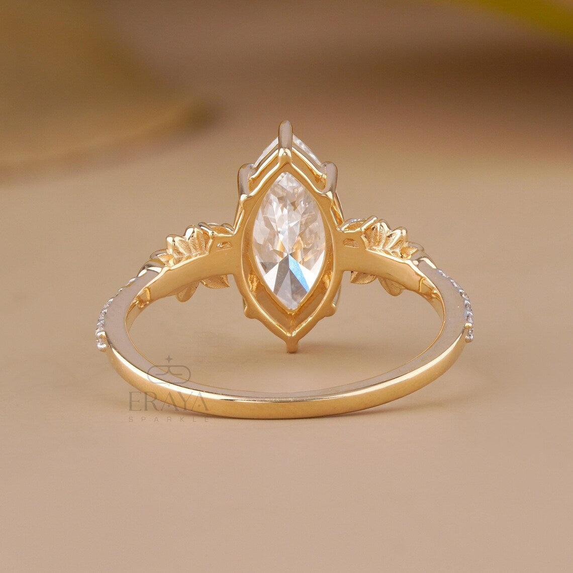 Marquise Engagement Ring with Leaf Diamond