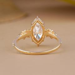 Marquise Engagement Ring with Leaf Diamond