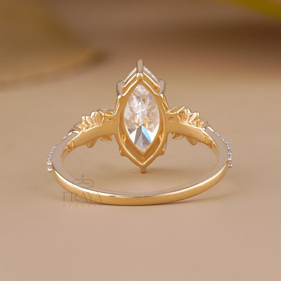 Marquise Engagement Ring with Leaf Diamond