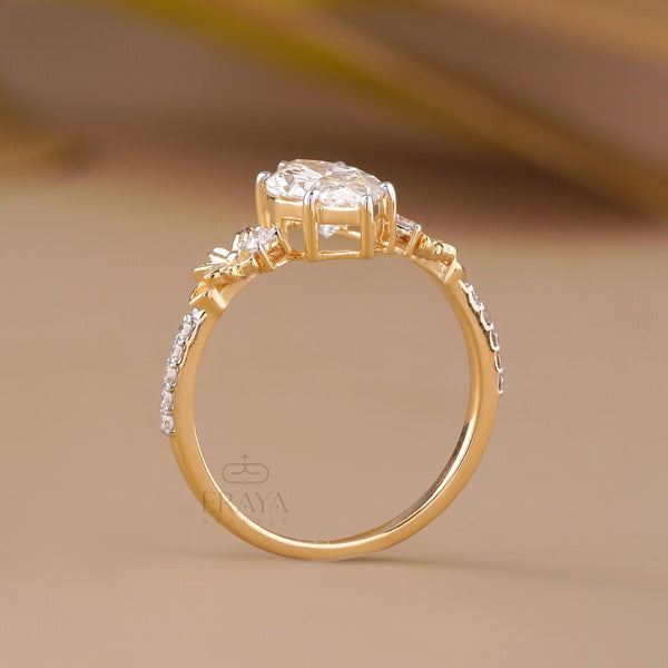 Marquise Engagement Ring with Leaf Diamond