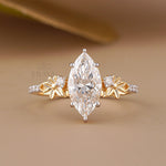 Marquise Engagement Ring with Leaf Diamond