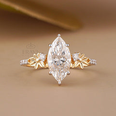 Marquise Engagement Ring with Leaf Diamond