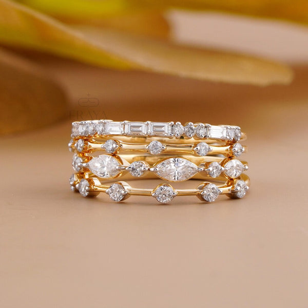 Marquise Diamond Ring – Stackable Bridal Set