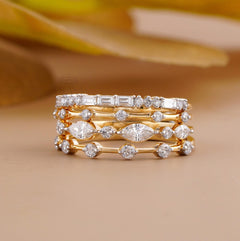 Marquise Diamond Ring – Stackable Bridal Set