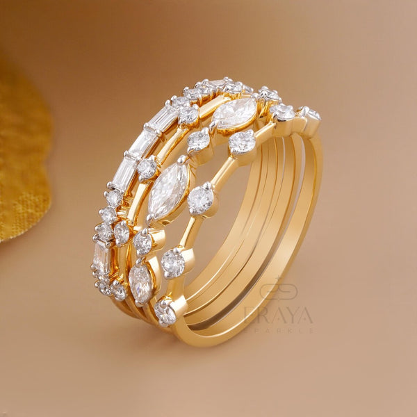 Marquise Diamond Ring – Stackable Bridal Set