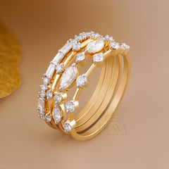 Marquise Diamond Ring – Stackable Bridal Set