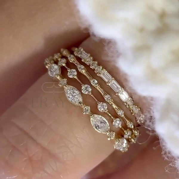 Marquise Diamond Ring – Stackable Bridal Set