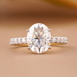 Oval Engagement Ring with Pave Gold Band