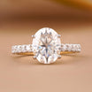 Oval Engagement Ring with Pave Gold Band