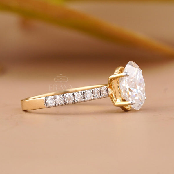Oval Engagement Ring with Pave Gold Band