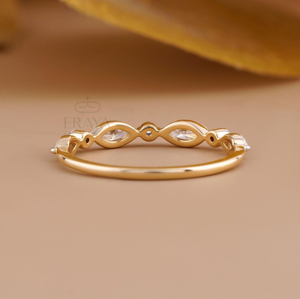 Marquise Diamond Wedding Band | Floating Ring