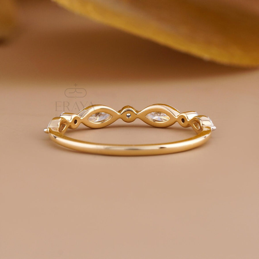 Marquise Diamond Wedding Band | Floating Ring