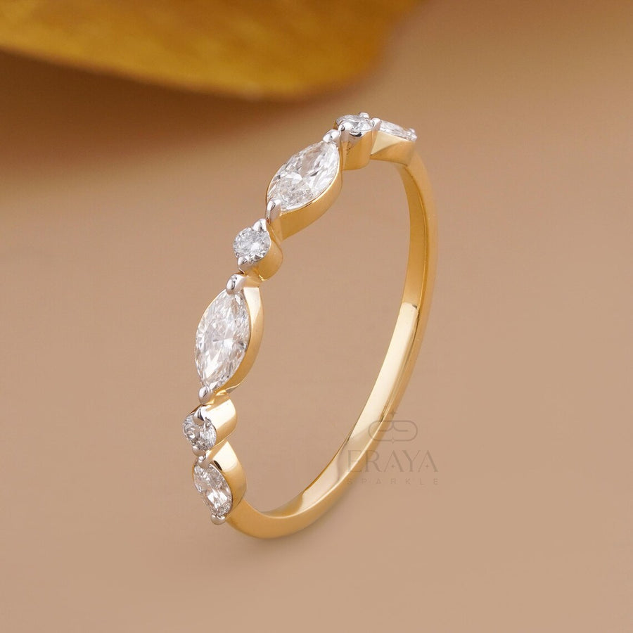 Marquise Diamond Wedding Band | Floating Ring