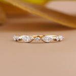 Marquise Diamond Wedding Band | Floating Ring