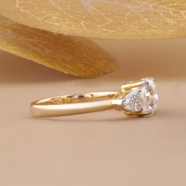Cushion Cut Three Stone – Lab Diamond Ring