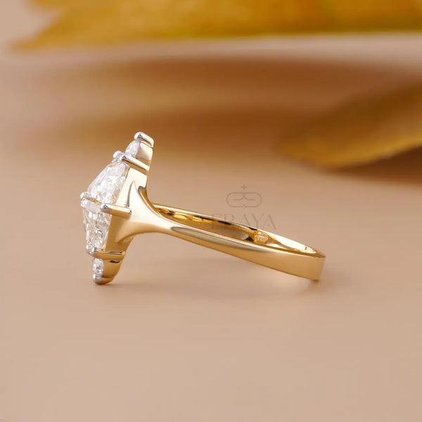 Trapezoid Cut Lab Diamond Engagement Ring