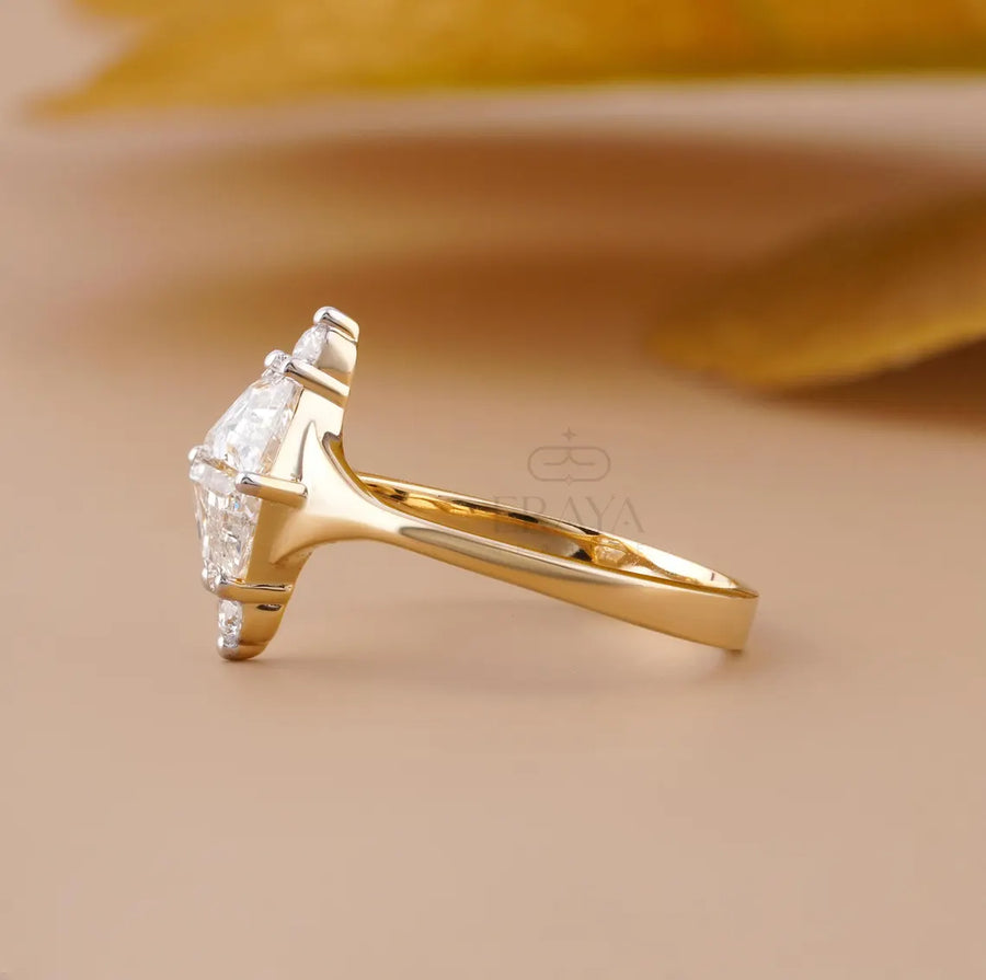 Trapezoid Cut Lab Diamond Engagement Ring