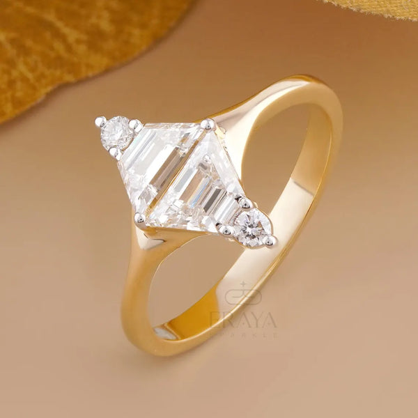Trapezoid Cut Lab Diamond Engagement Ring