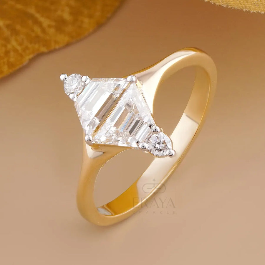 Trapezoid Cut Lab Diamond Engagement Ring