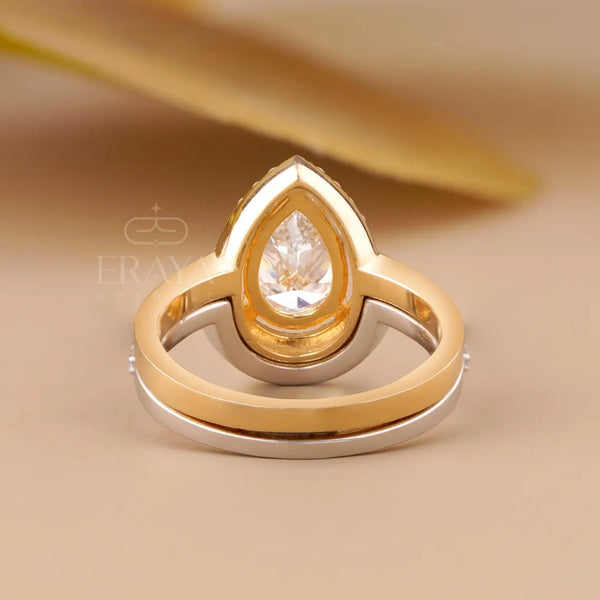 Stack Ring Set Two-Tone –Pear Cut Engagement Ring