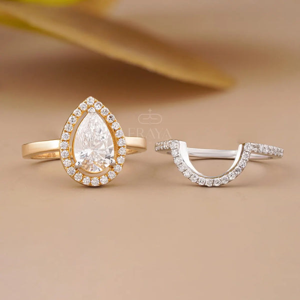 Stack Ring Set Two-Tone –Pear Cut Engagement Ring