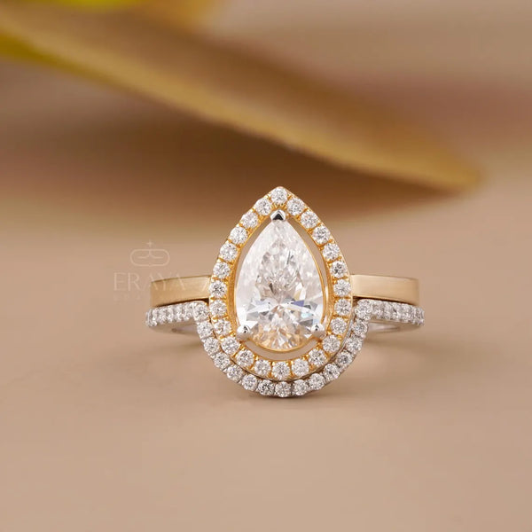 Stack Ring Set Two-Tone –Pear Cut Engagement Ring