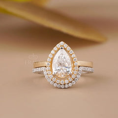 Stack Ring Set Two-Tone –Pear Cut Engagement Ring