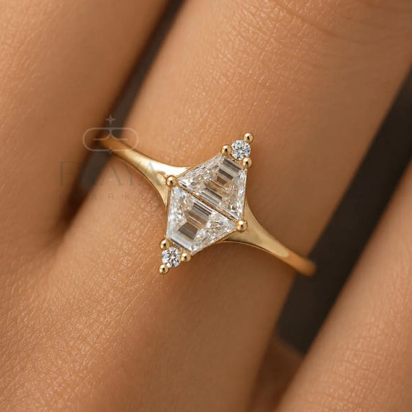 Trapezoid Cut Lab Diamond Engagement Ring