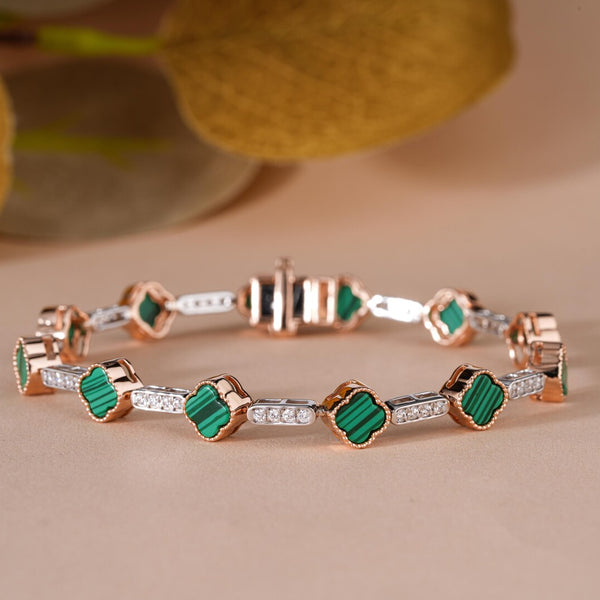 Gold Clover Bracelet with Lab Grown Diamonds