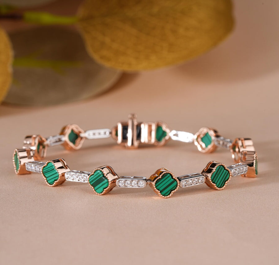 Gold Clover Bracelet with Lab Grown Diamonds
