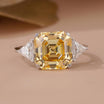 Emerald Diamond Ring with Yellow Asscher