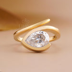 Pear Shaped Ring in 14K Gold Bypass Design