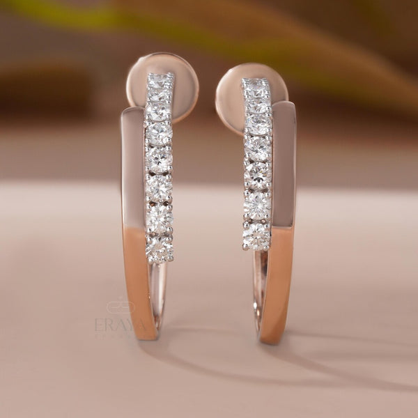 Half Hoop Diamond Earrings in 14K Gold