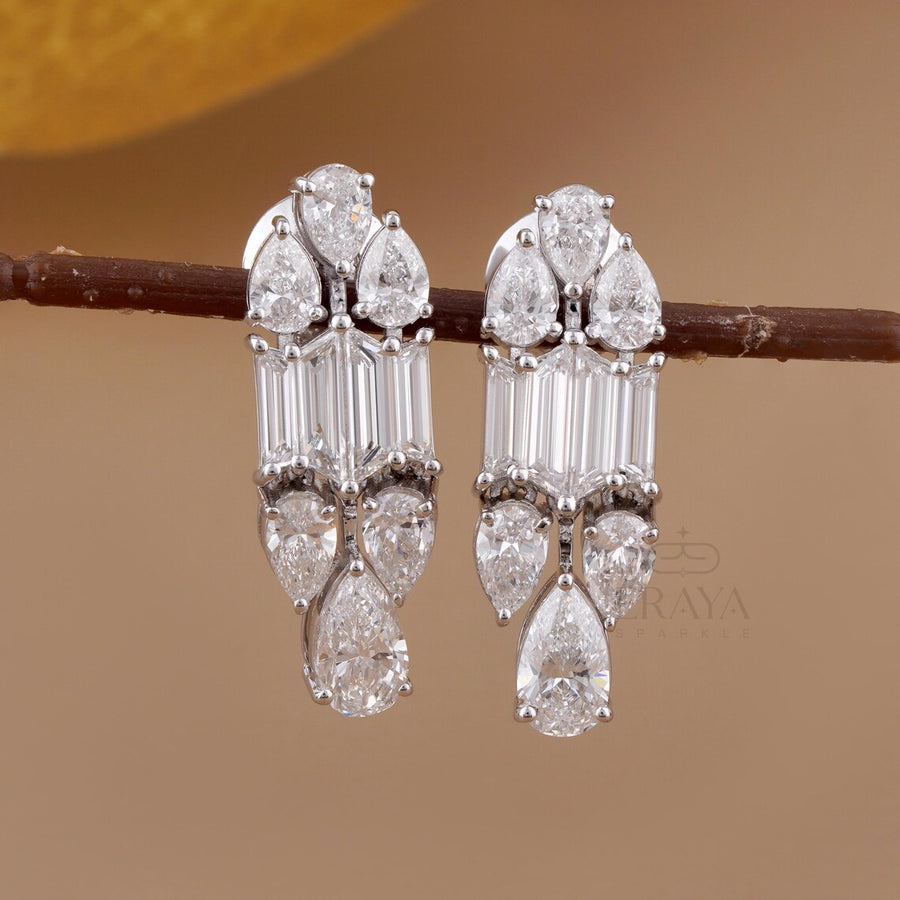 Lab Grown Drop Earrings | Pear Diamond Dangles