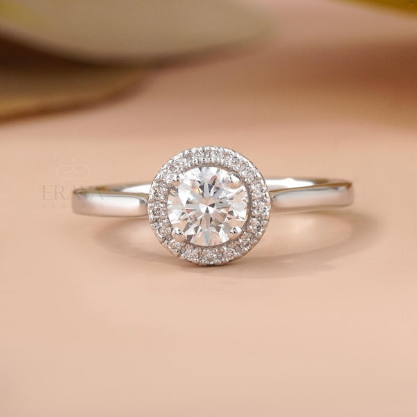 Solitaire Diamond Engagement Ring Halo Design