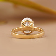 Oval Engagement Ring with Pave Gold Band