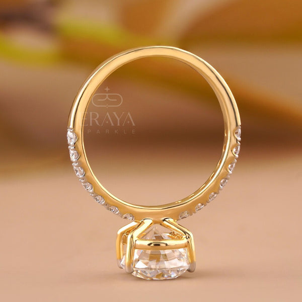 Oval Engagement Ring with Pave Gold Band