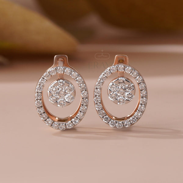 Diamond Hoop Earrings | Oval Cluster Bridal
