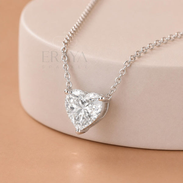 Heart Cut Diamond Pendant Solitaire Necklace