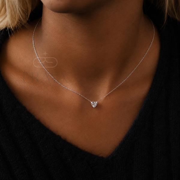 Heart Cut Diamond Pendant Solitaire Necklace