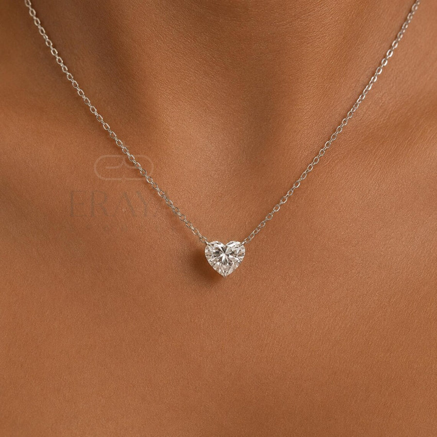 Heart Cut Diamond Pendant Solitaire Necklace