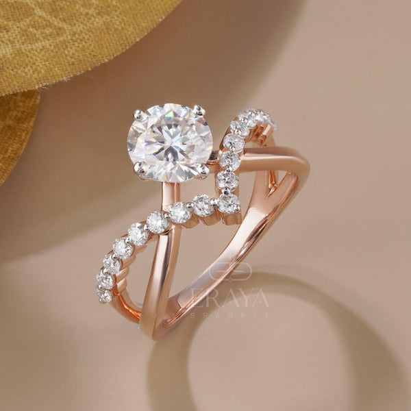 Diamond Engagement Ring with Twisted Pave
