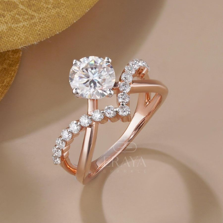 Diamond Engagement Ring with Twisted Pave