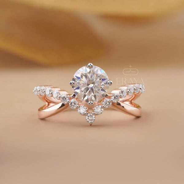 Diamond Engagement Ring with Twisted Pave